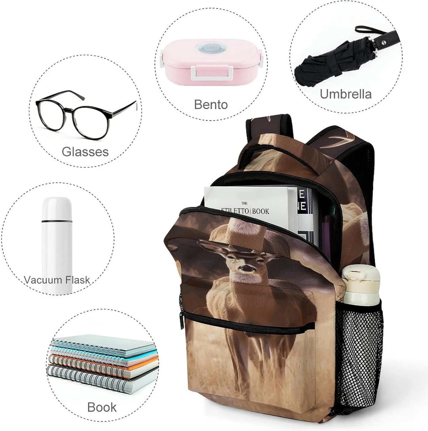 Small Backpacks Personalized Free Deer Printing Travel Bag Lightweight Travel Backpack For Women Men