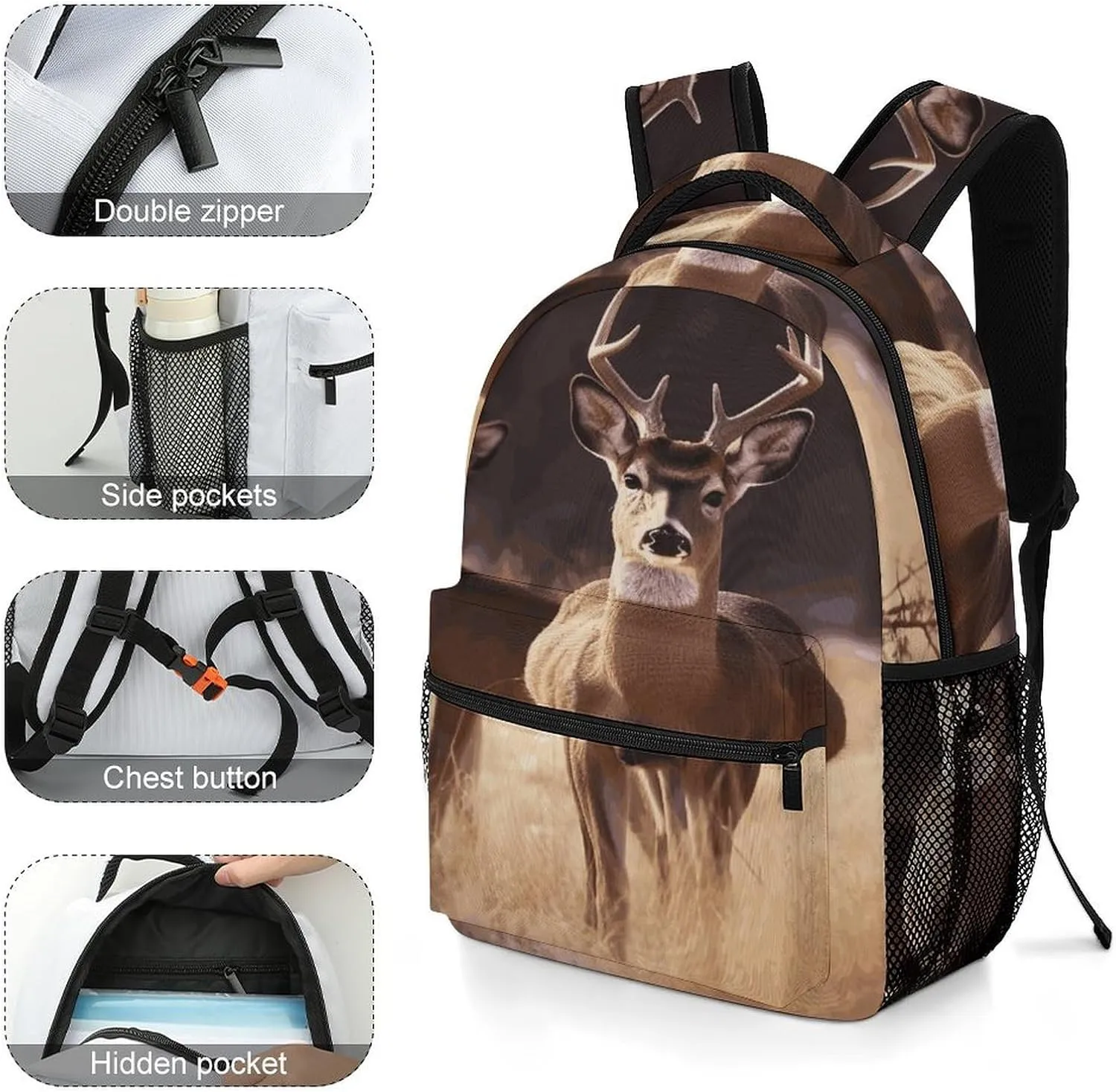 Small Backpacks Personalized Free Deer Printing Travel Bag Lightweight Travel Backpack For Women Men