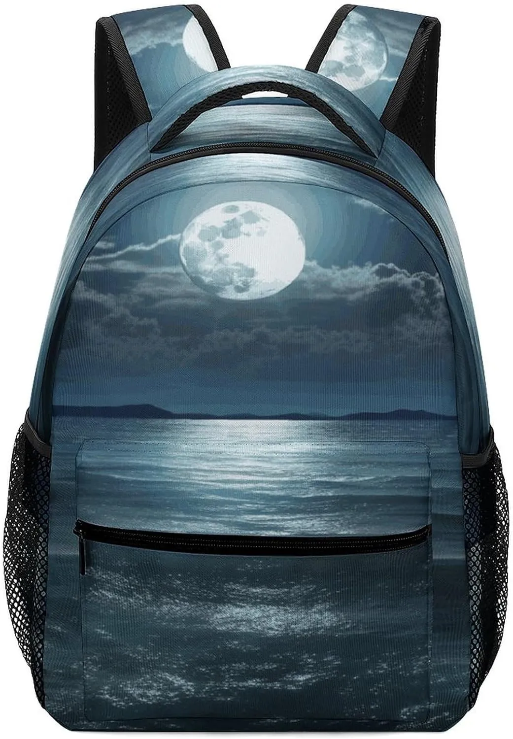 Small Backpacks Personalized Moon And Sea Printing Travel Bag Lightweight Travel Backpack For Women Men