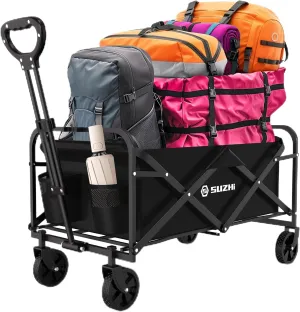 Small Collapsible Foldable Black Grocery & Apartment Rolling Pull Wagon Cart, Lightweight, Portable, for Travel,Camping,Shopping,Outdoor(10 Colors Optional)