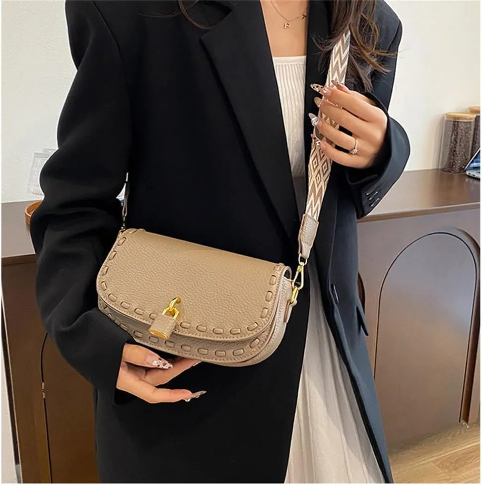Small Leather Saddle Shoulder Bag with Guitar Strap Trendy Flap Saddle Purses Trendy Vegan Leather Crossbody Bag