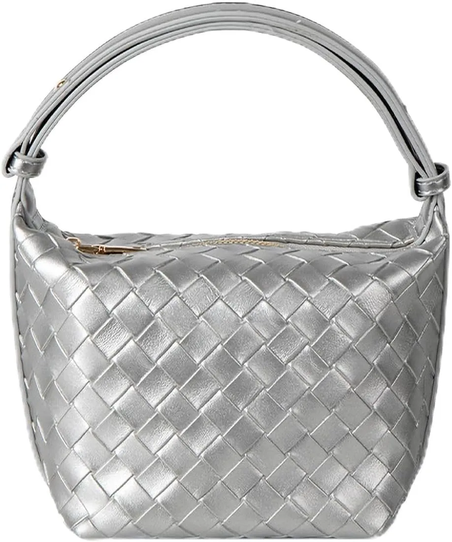 Small Size Leather Woven Women's Tote Bag ，Woven Leather Mini Lightweight Luxury Crossbody