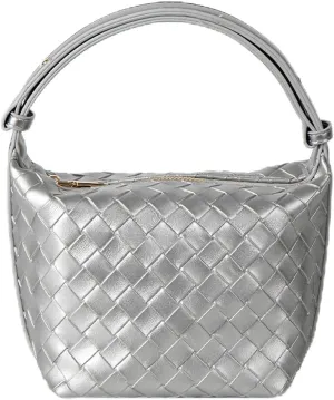 Small Size Leather Woven Women's Tote Bag ，Woven Leather Mini Lightweight Luxury Crossbody