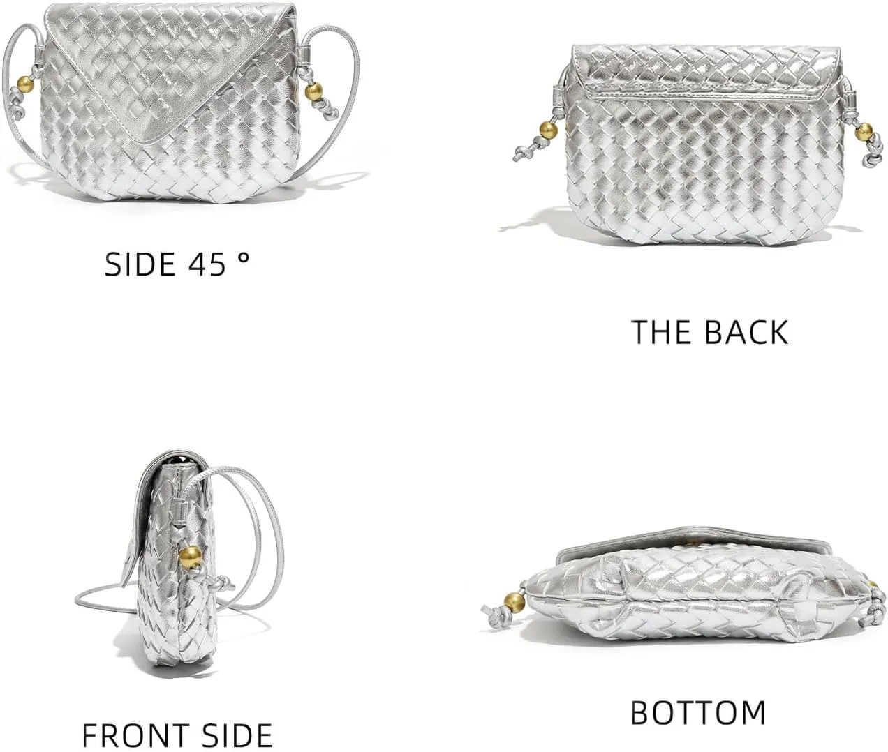 Small size woven luxury women's satchel, mini clamshell portable adjustable age-reducing travel daily shoulder bag