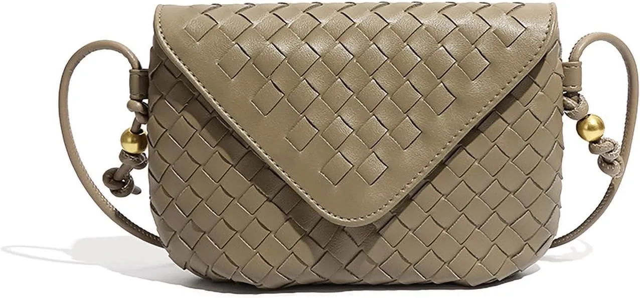 Small size woven luxury women's satchel, mini clamshell portable adjustable age-reducing travel daily shoulder bag