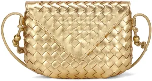 Small size woven luxury women's satchel, mini clamshell portable adjustable age-reducing travel daily shoulder bag