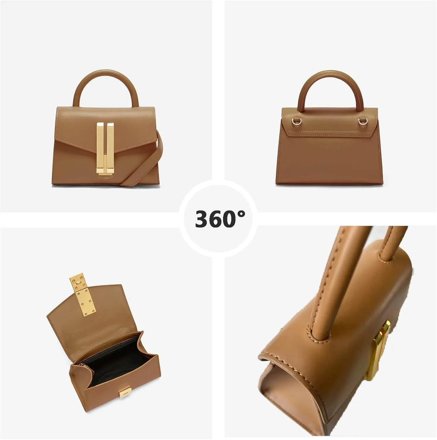 Small Top Handle Tote Bag for Women，Luxury Crossbody Purse Shoulder Bag，Fashion Leather Handbag，Detachable Strap.