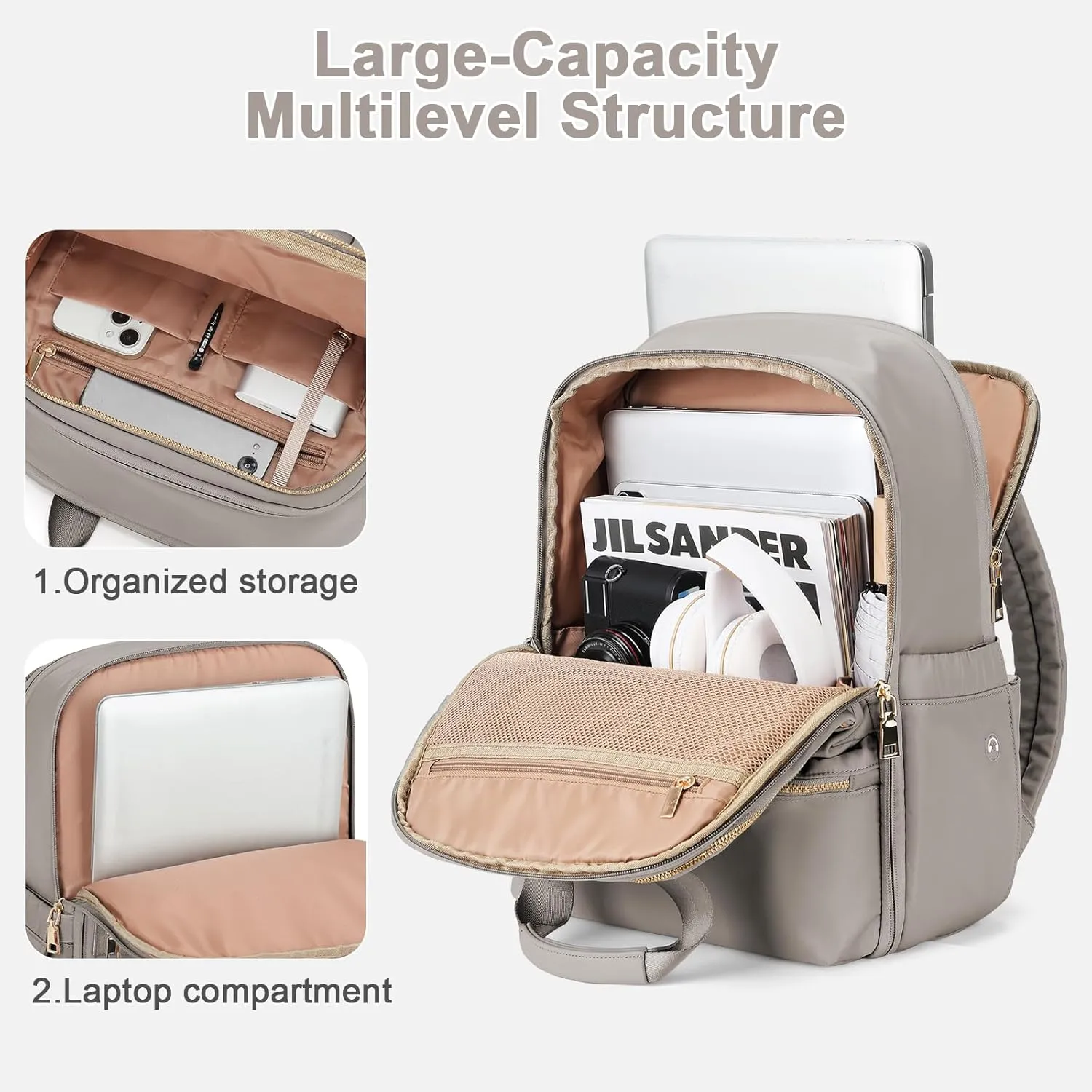 Small Travel Backpack For Women Carry On Backpack For Traveling On Airplane Laptop Work Teacher Backpacks For Men Personal Item Travel Bag Khaki