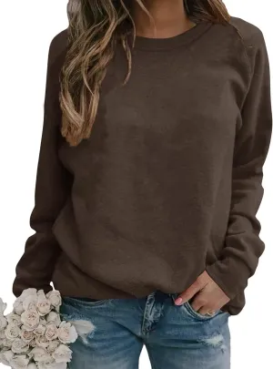 Smile Fish Womens Crewneck Long Raglan Sleeve Sweatshirt Relaxed Fit Pullover Tops