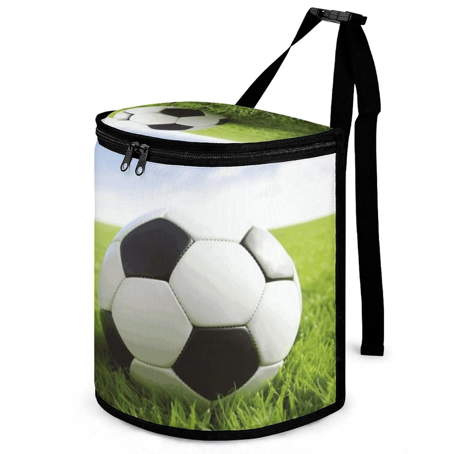 Soccer Ball On Grassy Car Trash Can Bin Bag Waterproof Car Garbage Can Bag Trash Can for Car Car Trash Can for Women Men Garbage Can for Car Car Trash Can with Lid Trash for Car Trucks Rvs