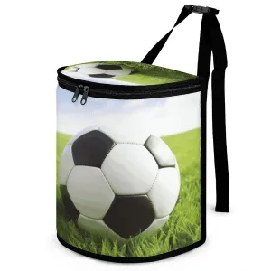 Soccer Ball On Grassy Car Trash Can Bin Bag Waterproof Car Garbage Can Bag Trash Can for Car Car Trash Can for Women Men Garbage Can for Car Car Trash Can with Lid Trash for Car Trucks Rvs