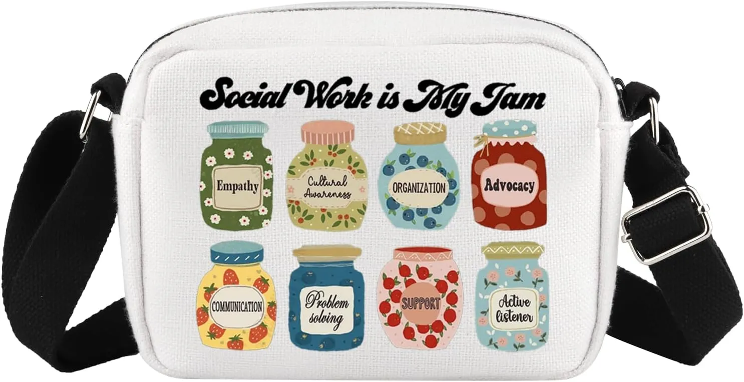 Social Work Is My Jam Gift Social Worker Volunteer Gift Social Worker Appreciation Crossbody Bag