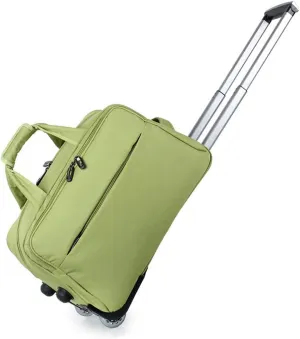 Soft Overnight Weekender Bags, Rolling Tote Travel Bag Suitcases with Wheels, Waterproof Rolling Duffel Bag Wheeled Business Carry on Luggage for Women (Color : Green, Size : 22inch)