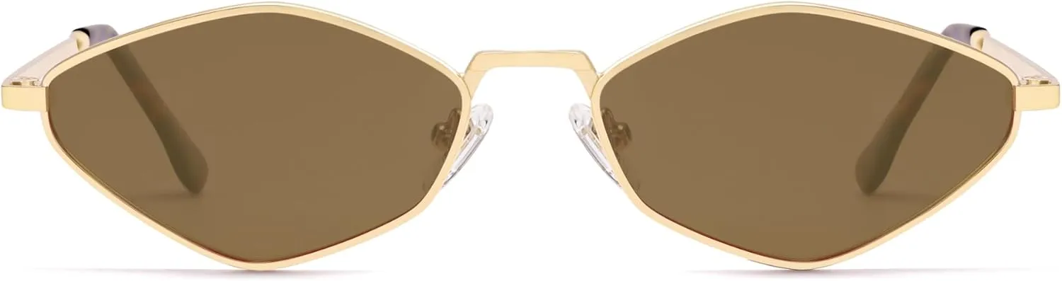 SOJOS Retro Small Polarized Sunglasses Womens Mens Vintage Narrow Irregular Shades UV400 SJ1233