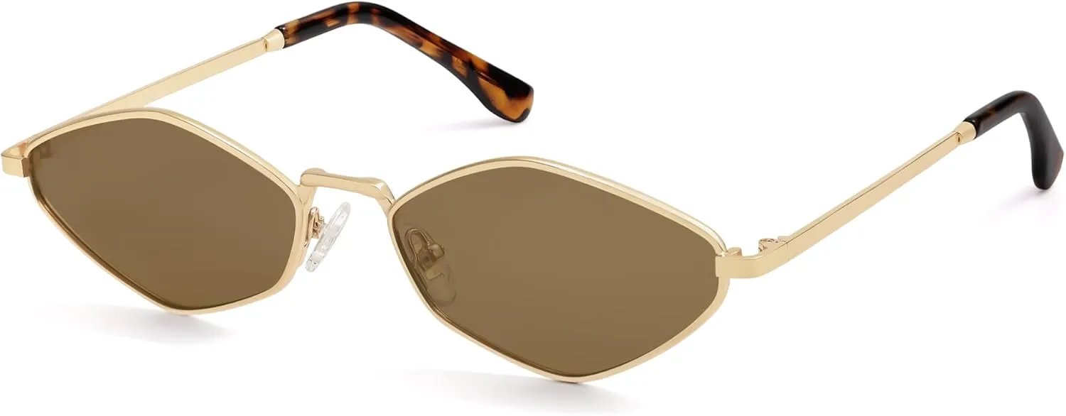 SOJOS Retro Small Polarized Sunglasses Womens Mens Vintage Narrow Irregular Shades UV400 SJ1233