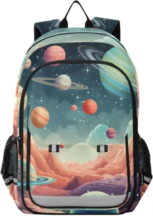Solar System Planets Astronomical Backpack Kids School Bag Lightweight Laptop Backpack Elementary Capacity Student Bookbags for Travel Daypack with Reflective Stripes