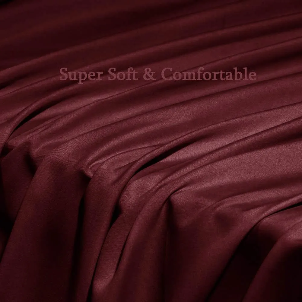 SONORO KATE Bed Sheet Set Super Soft Microfiber 1800 Thread Count Luxury Egyptian Sheets Fit 18-24 Inch Deep Pocket Mattress Wrinkle-6 Piece (Burgundy, Queen)