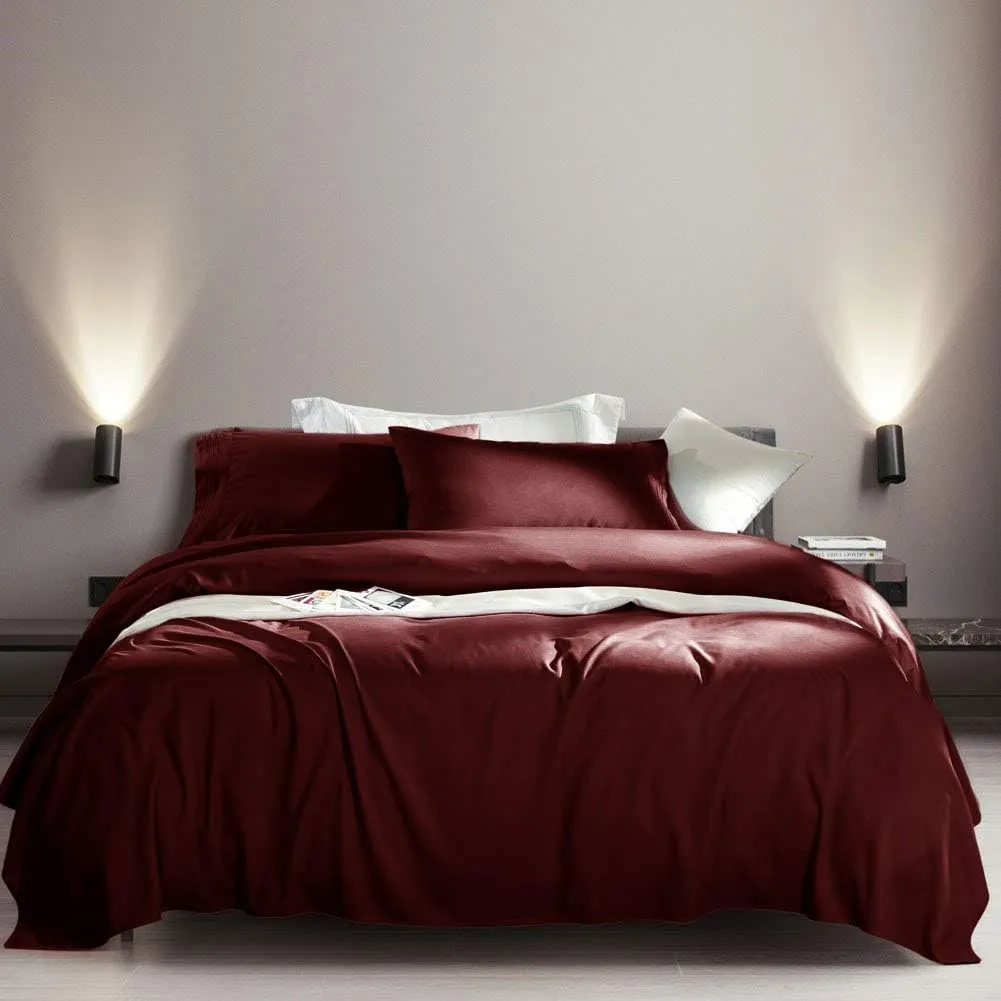 SONORO KATE Bed Sheet Set Super Soft Microfiber 1800 Thread Count Luxury Egyptian Sheets Fit 18-24 Inch Deep Pocket Mattress Wrinkle-6 Piece (Burgundy, Queen)