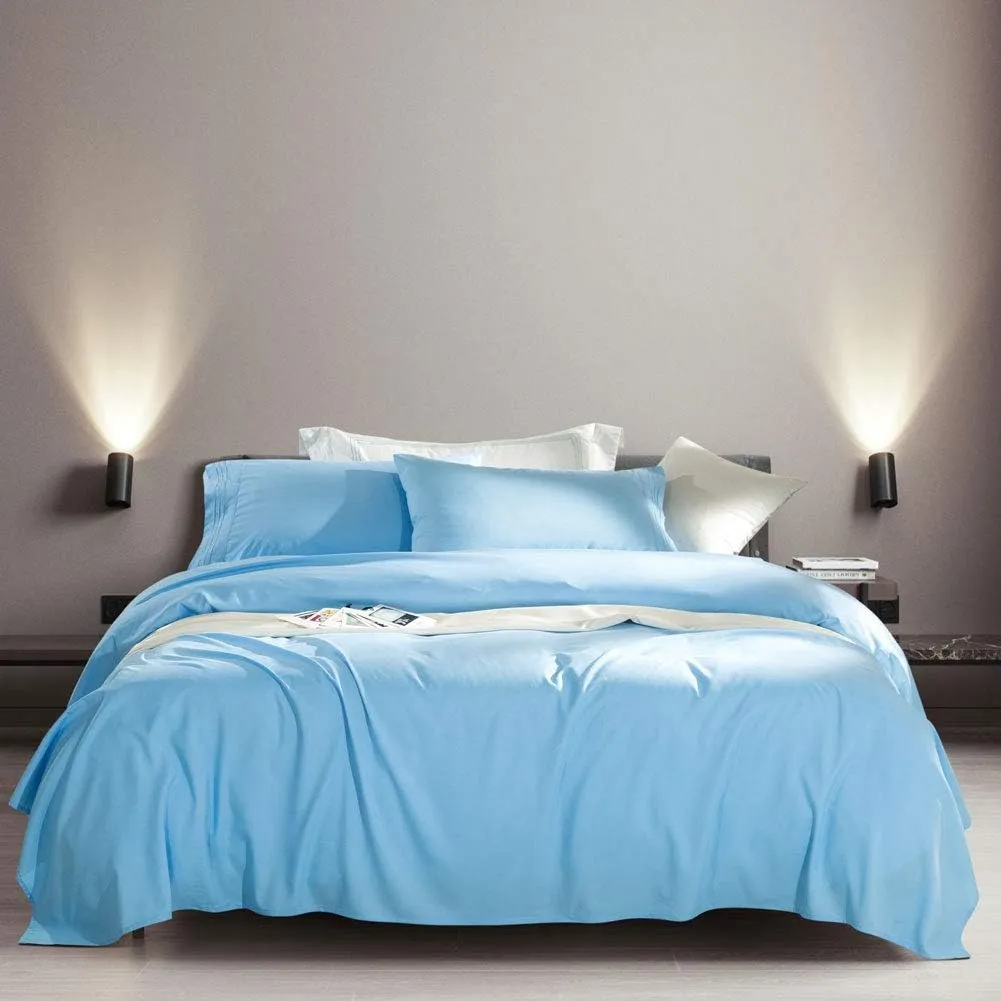 SONORO KATE Bed Sheet Set Super Soft Microfiber 1800 Thread Count Luxury Egyptian Sheets Fit 18-24 Inch Deep Pocket Mattress Wrinkle-6 Piece (Lake Blue, Full)