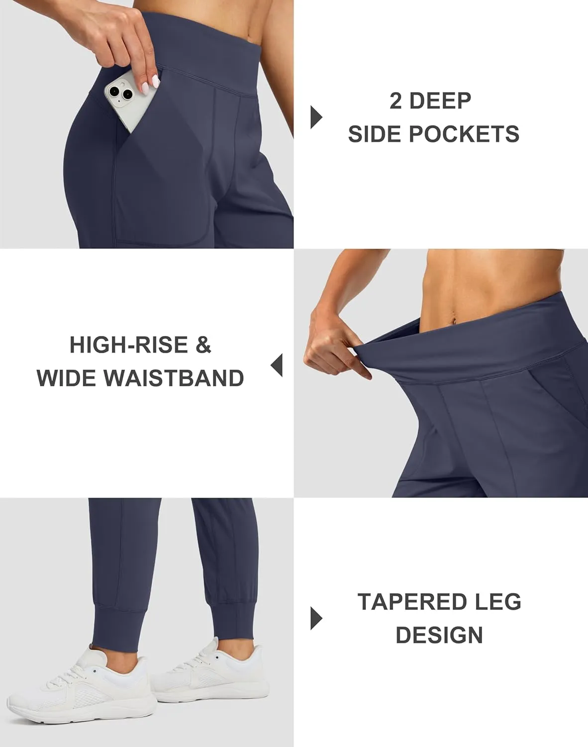 Soothfeel Women's Joggers with Zipper Pockets High Waisted Athletic Workout Yoga Pants Joggers for Women