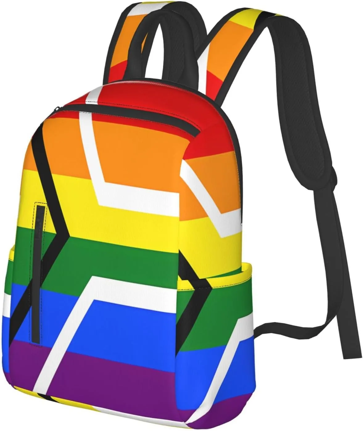 South Africa LGBT Rainbow Gay Pride Flag Casual Laptop Backpack Travel Rucksack Sports Daypack Adjustable Strap Bags with Multi-Pockets for Working Running Camping