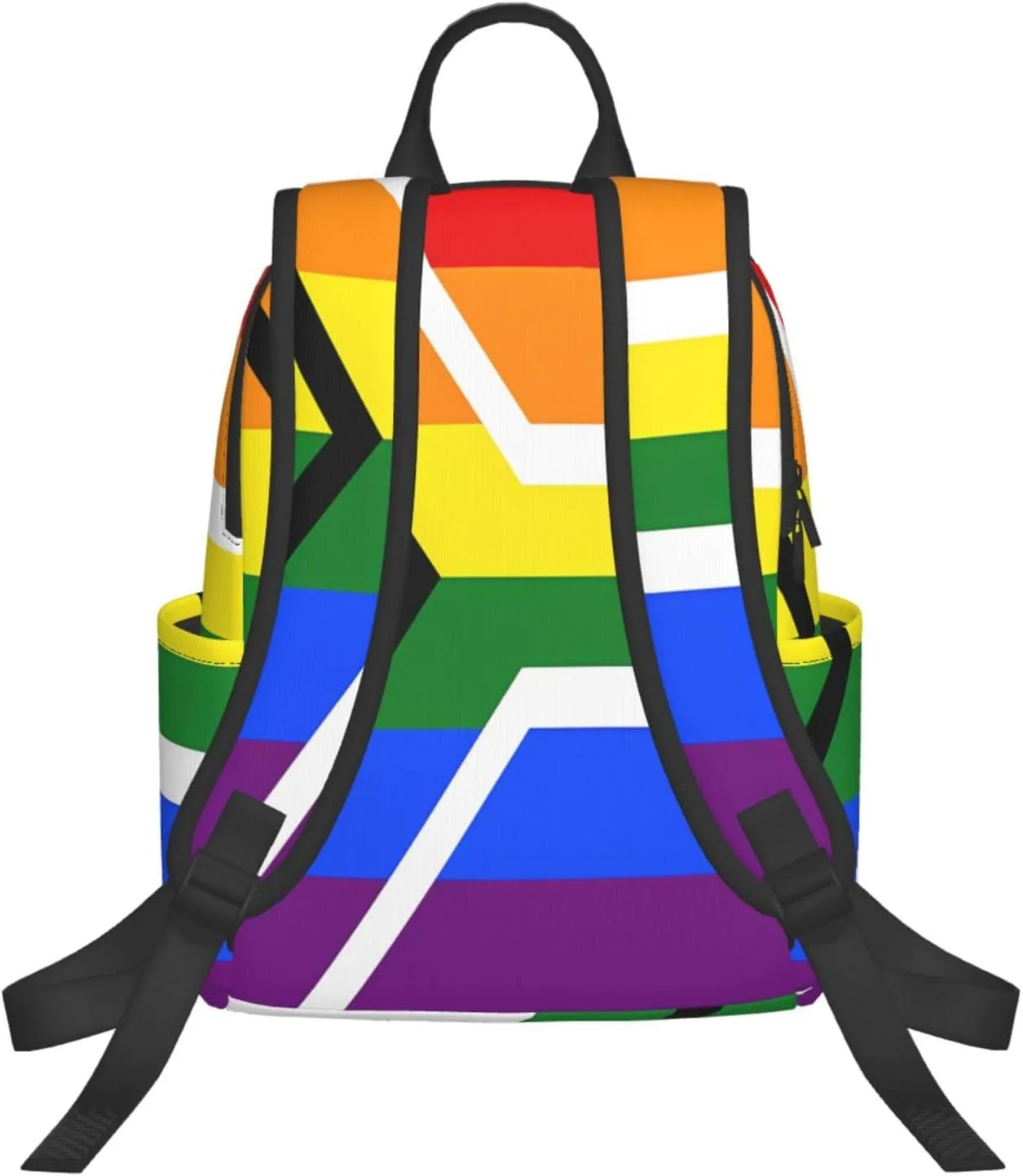 South Africa LGBT Rainbow Gay Pride Flag Casual Laptop Backpack Travel Rucksack Sports Daypack Adjustable Strap Bags with Multi-Pockets for Working Running Camping
