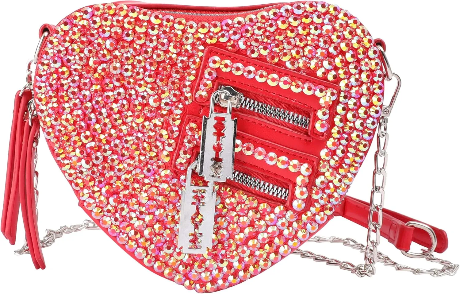 SP Sophia Collection Women's Structured Shimmer Leopard Clutch Chain Strap Crossbody Bag with Pearl Closure for Parties