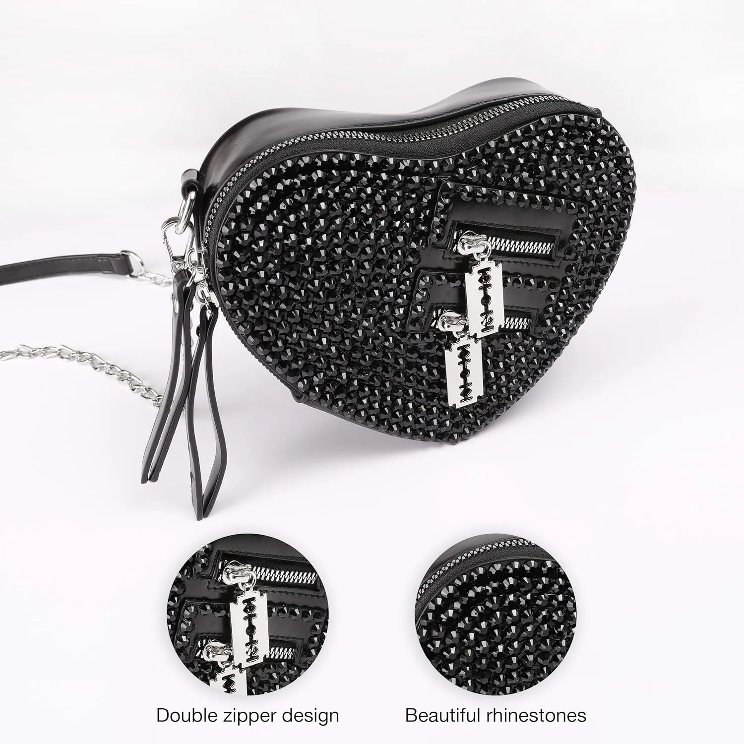 SP Sophia Collection Women's Structured Shimmer Leopard Clutch Chain Strap Crossbody Bag with Pearl Closure for Parties