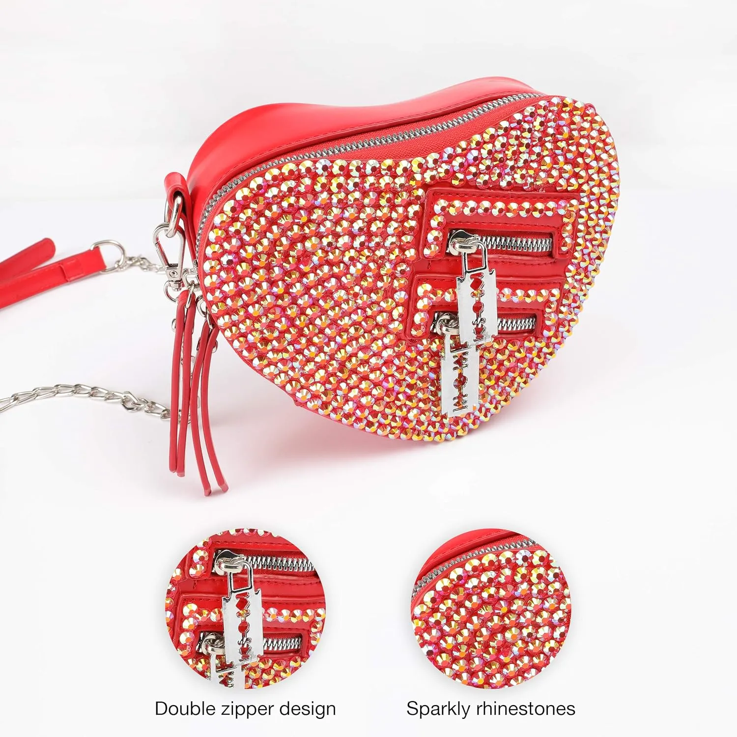 SP Sophia Collection Women's Structured Shimmer Leopard Clutch Chain Strap Crossbody Bag with Pearl Closure for Parties