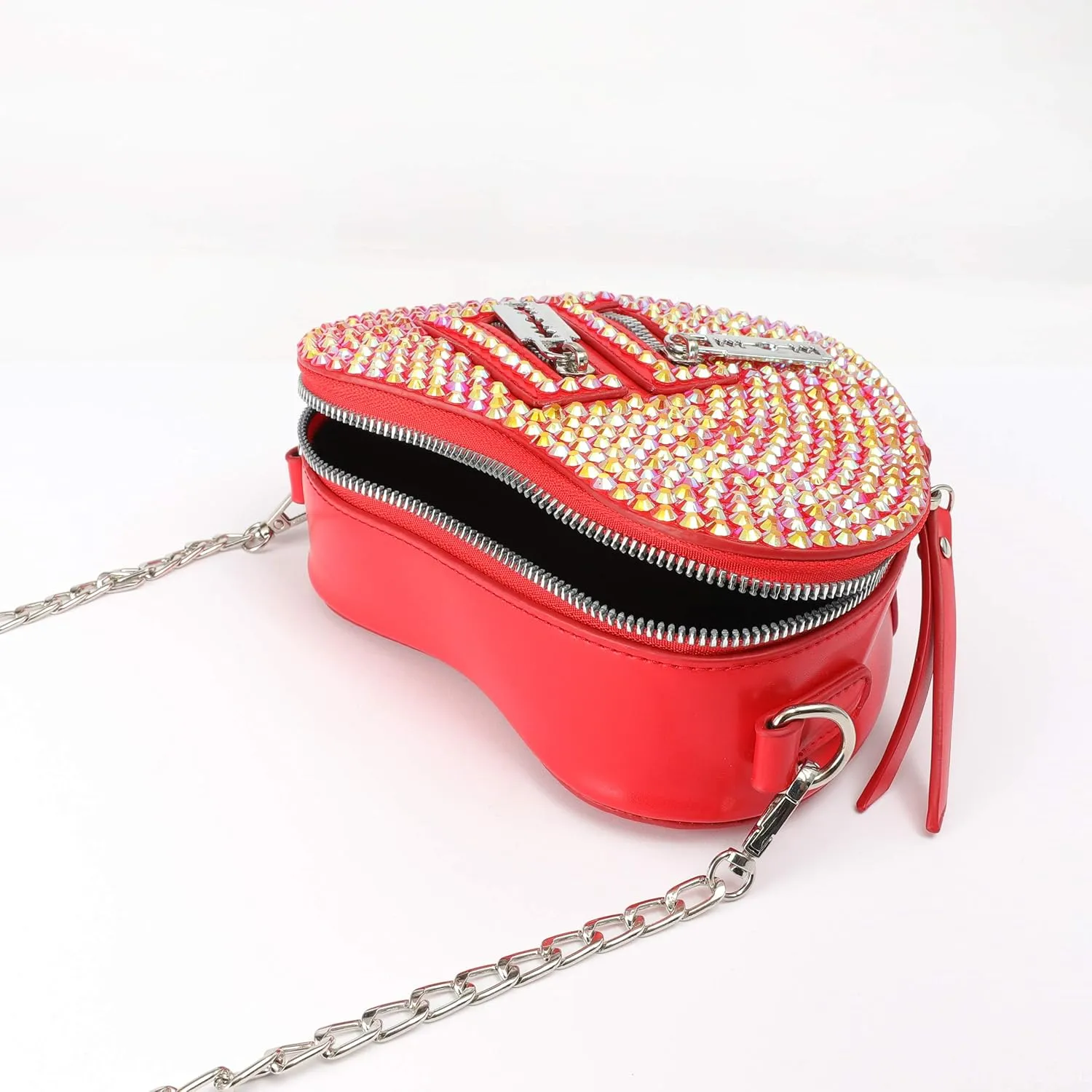 SP Sophia Collection Women's Structured Shimmer Leopard Clutch Chain Strap Crossbody Bag with Pearl Closure for Parties