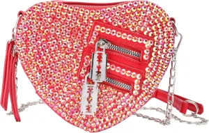 SP Sophia Collection Women's Structured Shimmer Leopard Clutch Chain Strap Crossbody Bag with Pearl Closure for Parties