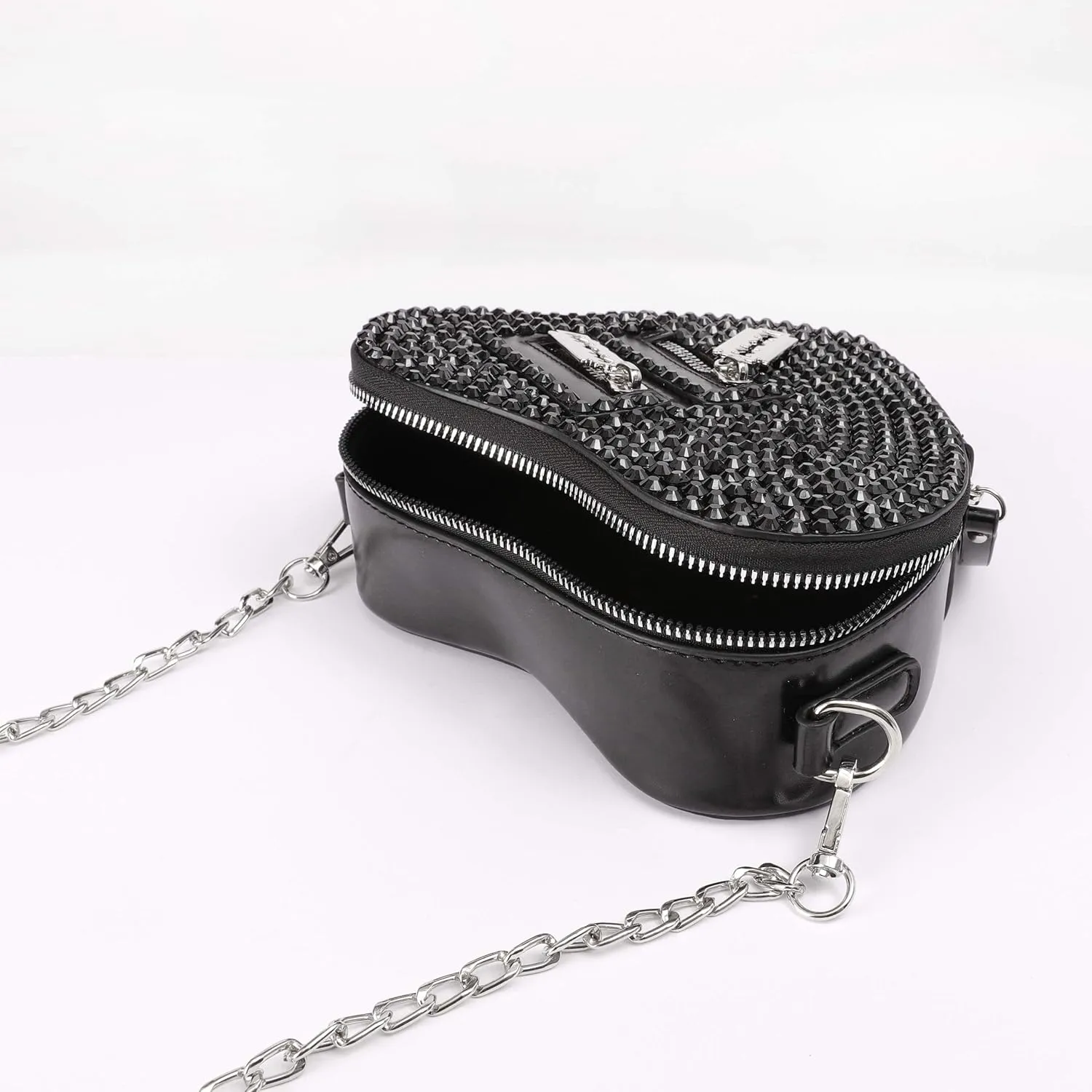 SP Sophia Collection Women's Structured Shimmer Leopard Clutch Chain Strap Crossbody Bag with Pearl Closure for Parties