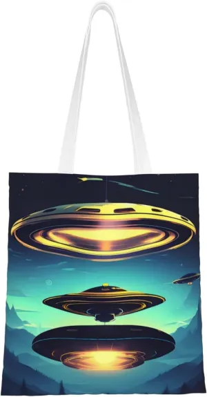 Spacecraft Descend Canvas Women'S Reusable Shopping Bag For Gym Shopping Beach Gift