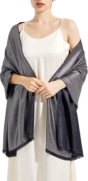 Sparkling Metallic Pashmina Shawl Wraps Scarf for Evening Party Bridal Wedding Formal Dresses