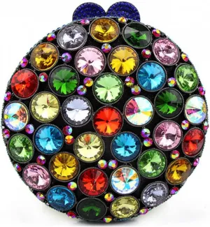 Sparkly Round Shape Evening Bag Luxury Crystal Clutch Formal Rhinestone Purse Party Wedding Cute Handbag