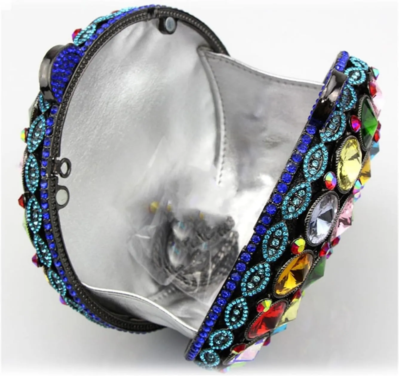 Sparkly Round Shape Evening Bag Luxury Crystal Clutch Formal Rhinestone Purse Party Wedding Cute Handbag