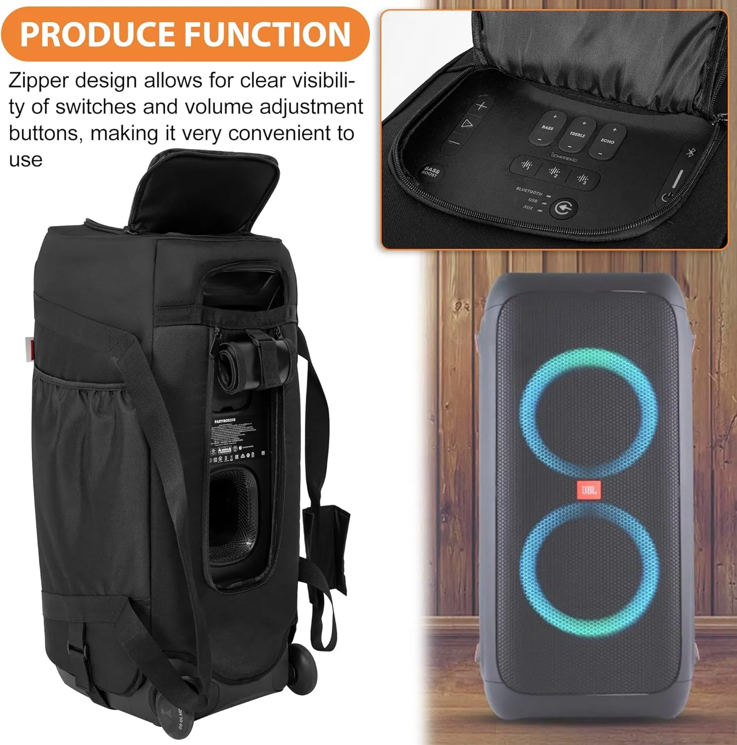 Speaker Carry Cover Compatible with JBL Party Box 310 Portable Speaker Travel Bag