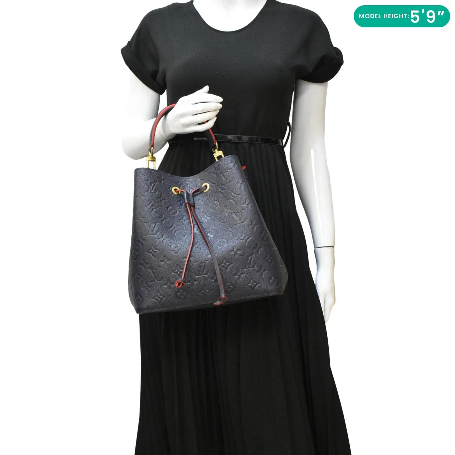 Special offers Monogram Chic VUITTON NeoNoe Blue Bag Navy Leather LOUIS Shoulder Empreinte