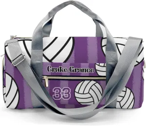 Sport Player Duffle Bag for Travel,Personalized Volleyball Stripes Purple Carry on Bag Travel Bags Overnight Weekend Gym Bag Carry On Luggage Bags