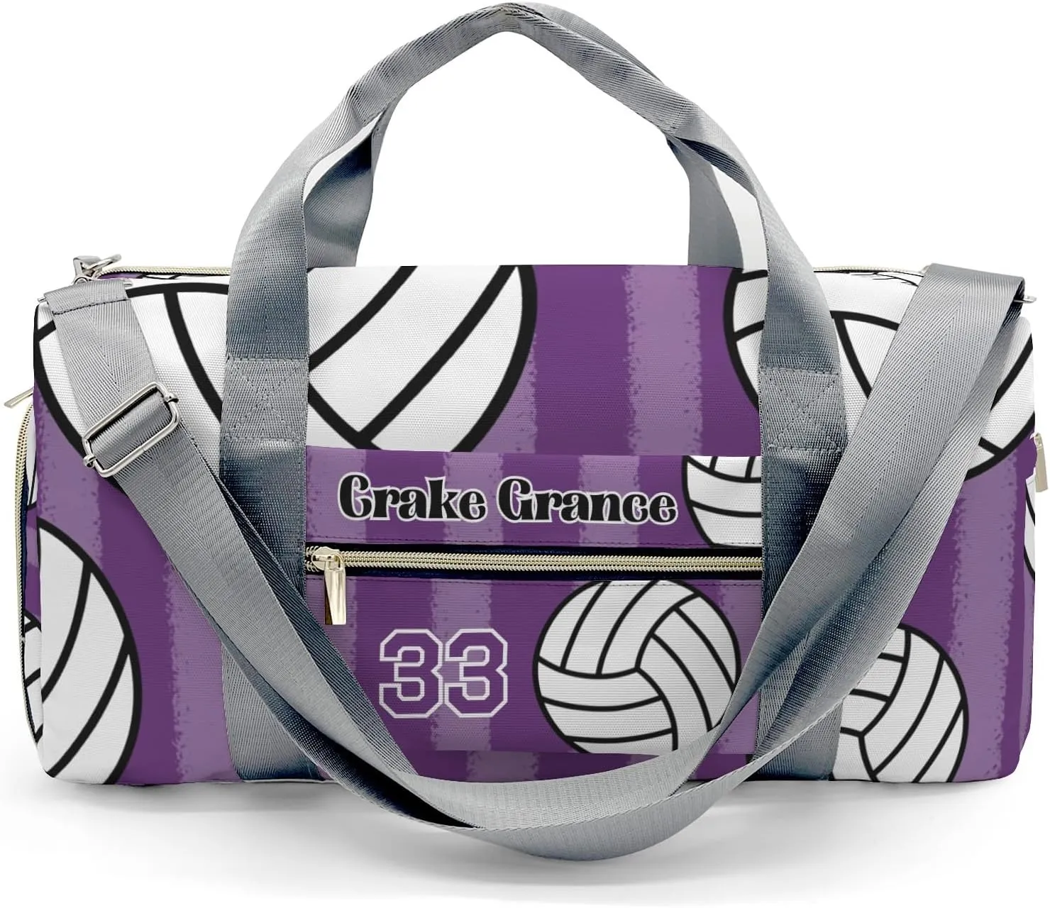 Sport Player Duffle Bag for Travel,Personalized Volleyball Stripes Purple Carry on Bag Travel Bags Overnight Weekend Gym Bag Carry On Luggage Bags
