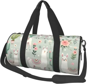 Sports Duffel Bag Alpaca-Camel-Cactus Foldable Travel Tote Bag Weekender Sleepover Carry On Bag