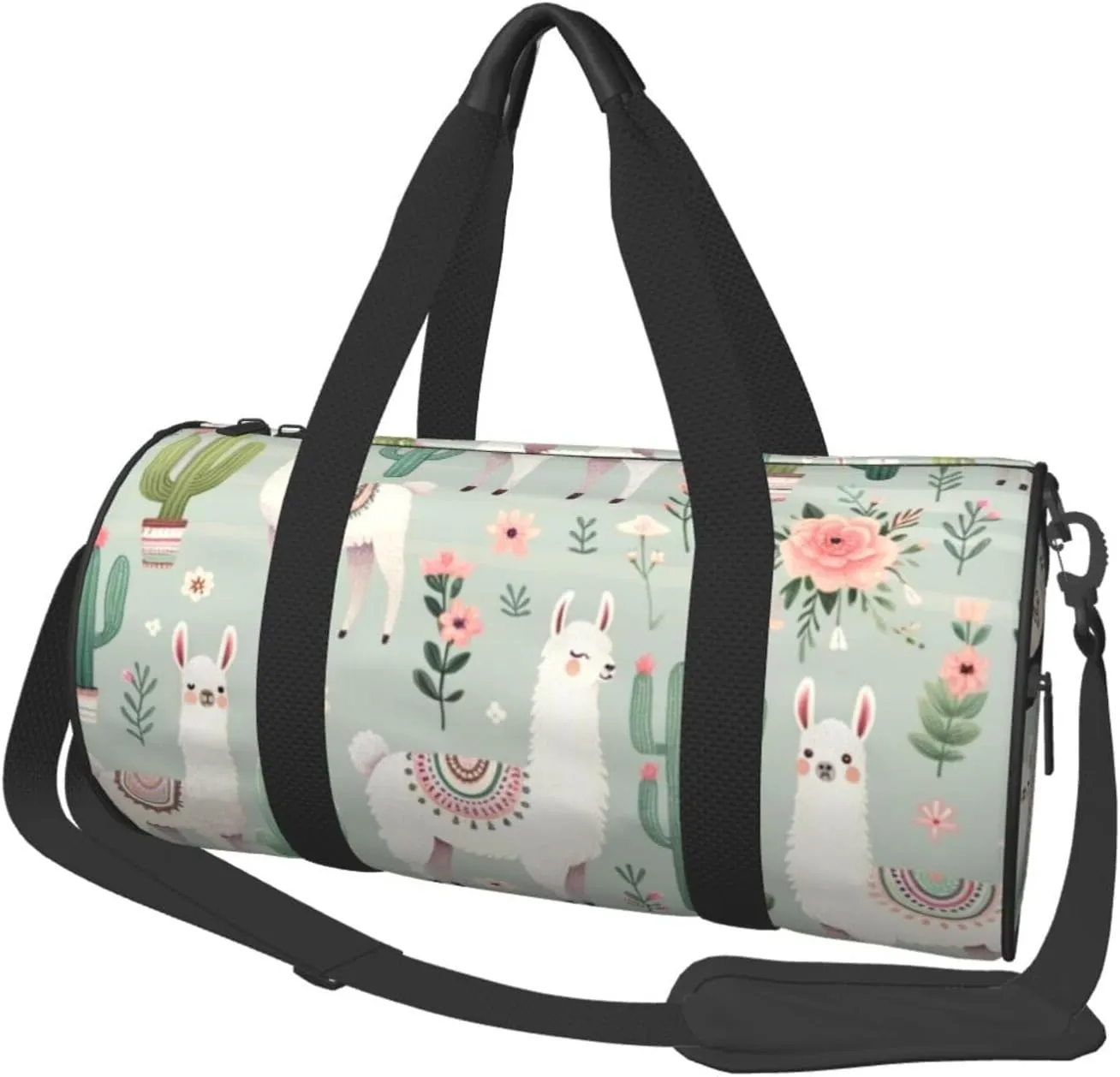 Sports Duffel Bag Alpaca-Camel-Cactus Foldable Travel Tote Bag Weekender Sleepover Carry On Bag