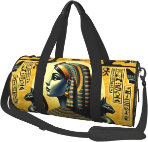 Sports Duffel Bag Ancient-Egyptian-Queen-Cat Foldable Travel Tote Bag Weekender Sleepover Carry On Bag
