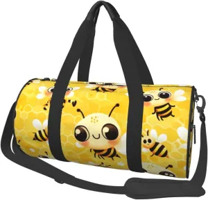 Sports Duffel Bag Bee-Honeycomb-Cute Foldable Travel Tote Bag Weekender Sleepover Carry On Bag