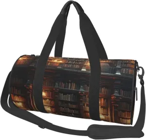 Sports Duffel Bag Bookshelf-Library-Book Foldable Travel Tote Bag Weekender Sleepover Carry On Bag
