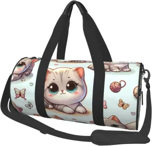 Sports Duffel Bag British-Shorthair-Cat Foldable Travel Tote Bag Weekender Sleepover Carry On Bag