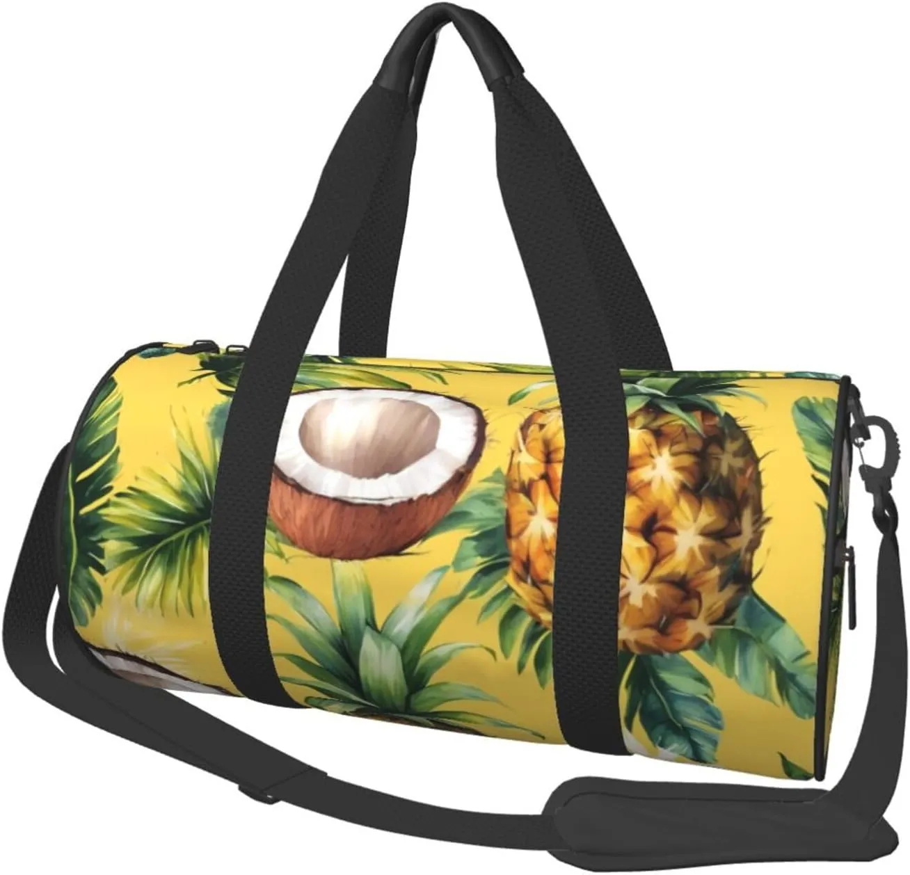 Sports Duffel Bag Coconut-Pineapple Foldable Travel Tote Bag Weekender Sleepover Carry On Bag