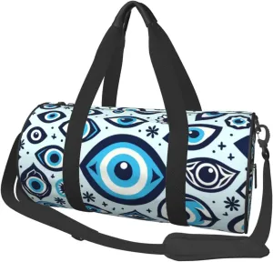 Sports Duffel Bag Greece-Bead-Blue-Evil-Eye Foldable Travel Tote Bag Weekender Sleepover Carry On Bag