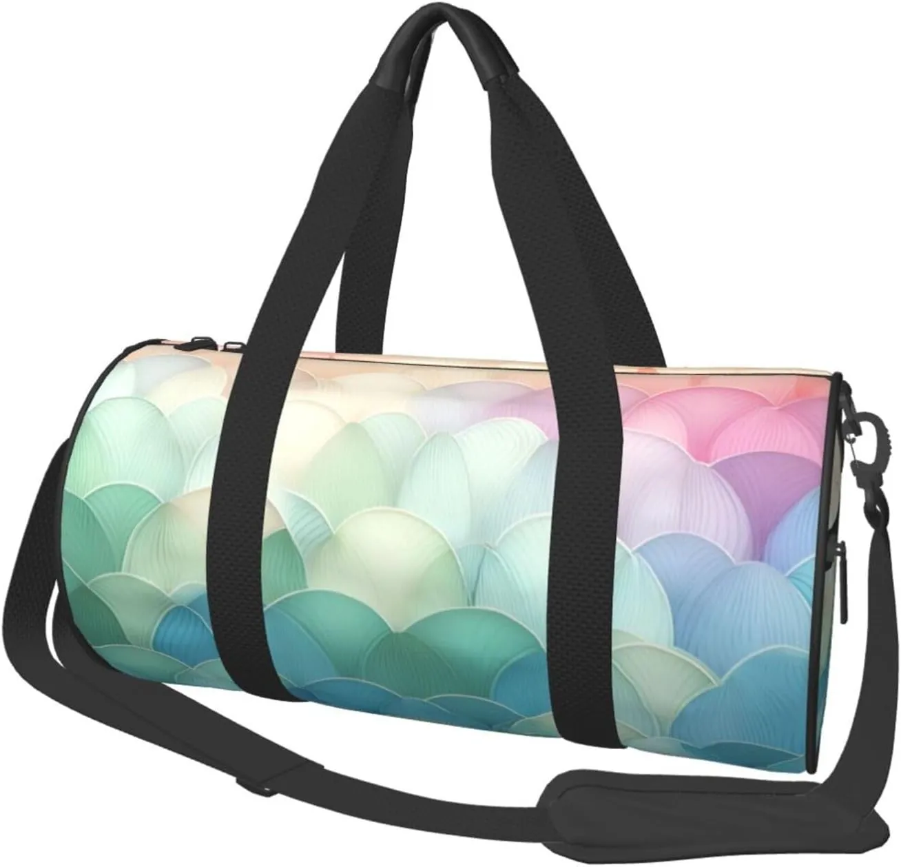 Sports Duffel Bag Pastel-Mermaid-Fishscale Foldable Travel Tote Bag Weekender Sleepover Carry On Bag