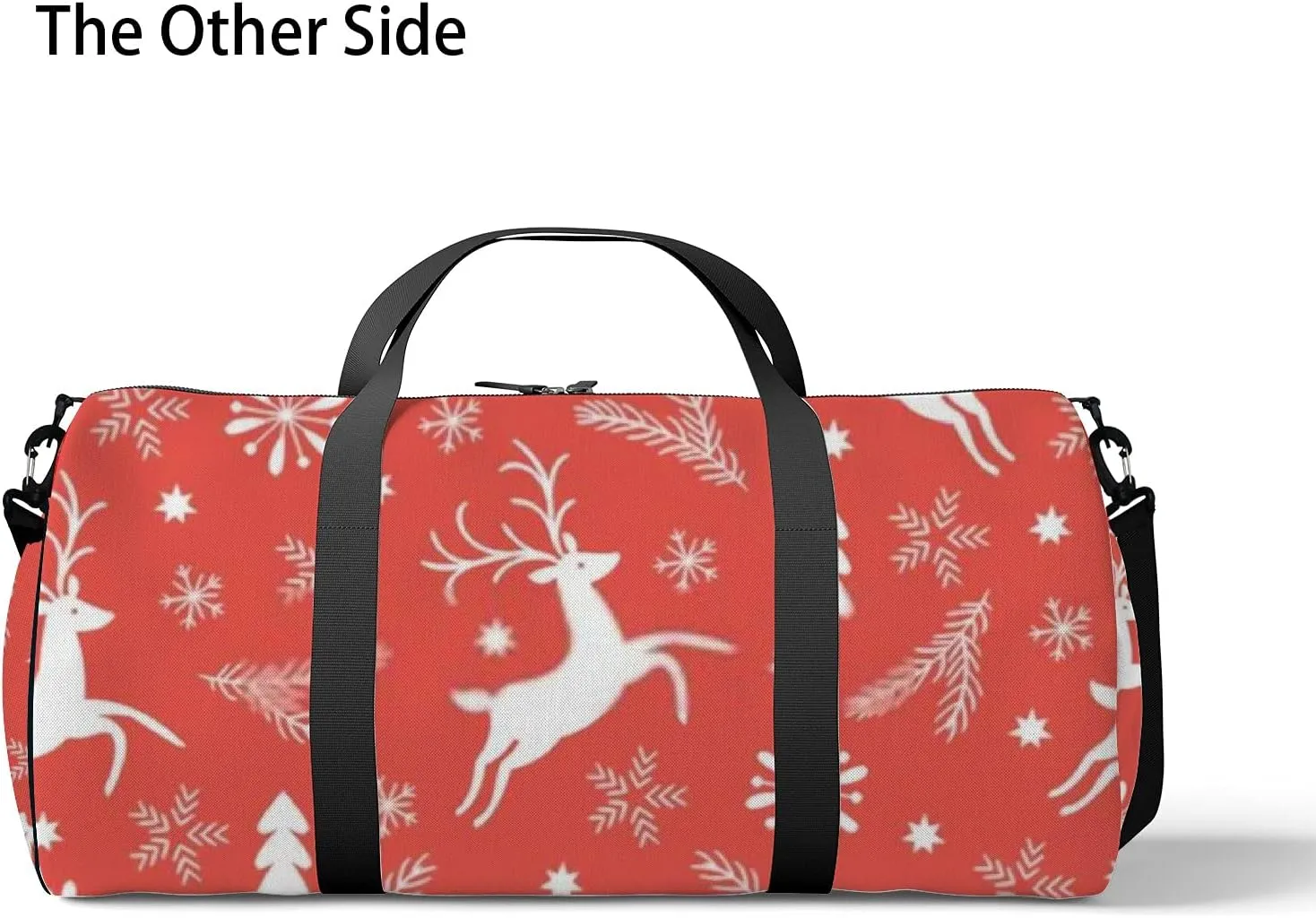 Sports Gym Bag for Women and Men Waterproof Christmas Pattern Red Duffel Bag Lightweight Carryon Traveling Boarding Gripsack